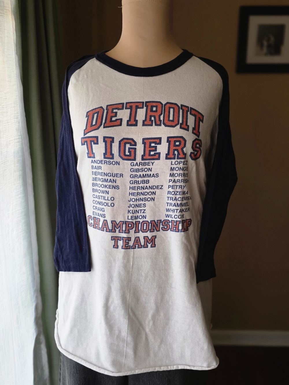 Vintage 1984 Detroit Tigers Championship Team Raglan Shirt Collectors Dream XL